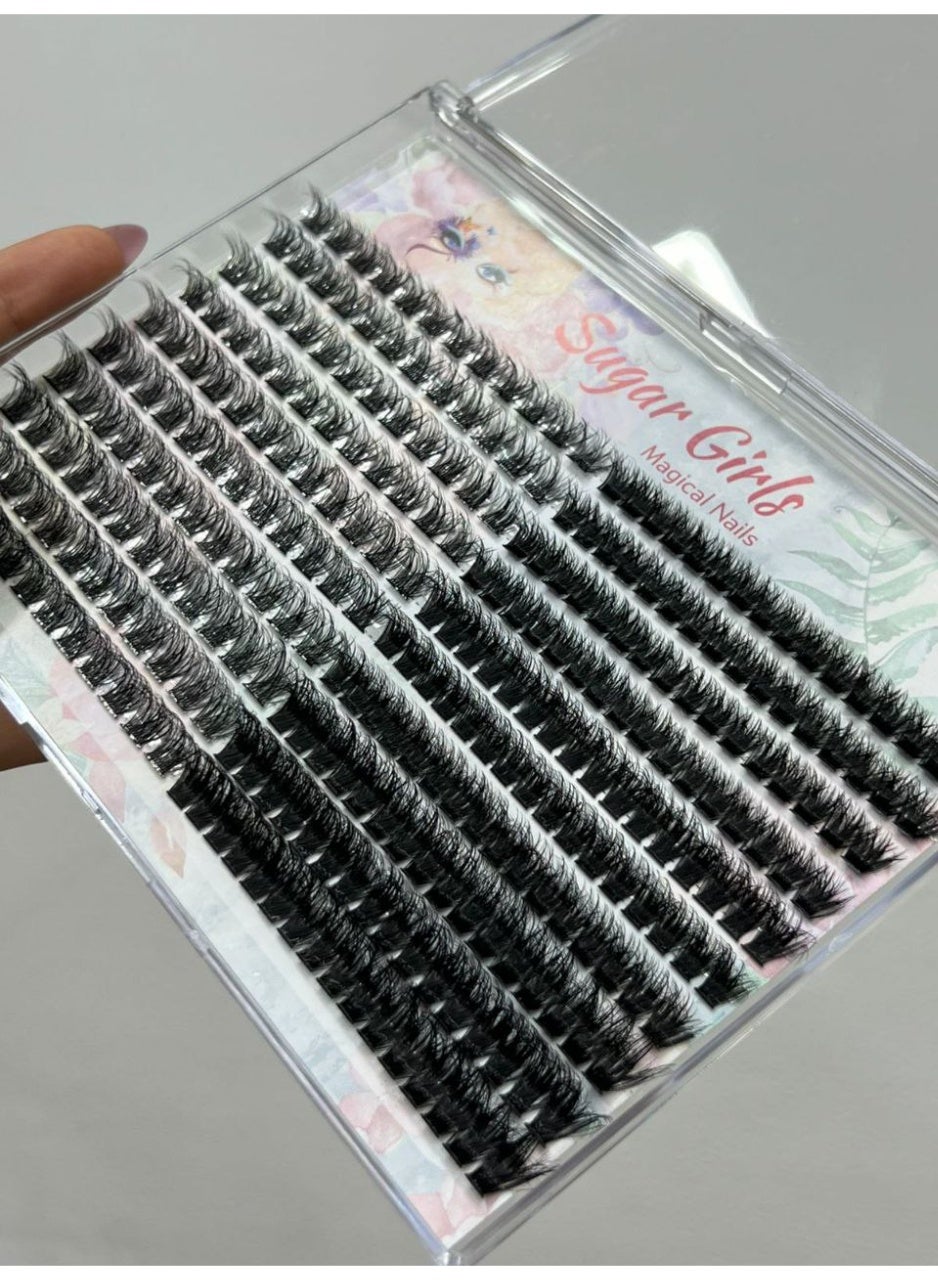 Sugar Girls Swan Feathers Cluster Lashes - DIY Individual Eyelash Extensions, 10 Rows, Natural & Dramatic Volume, Lightweight Fibers