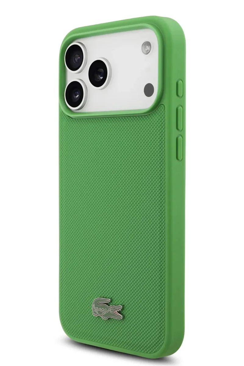 LACOSTE iPhone 17 Pro MagSafe Case PU Leather Hard With Iconic Petit Pique Logo /  Slim profile / MagSafe / Drop Protection / Easy Snap On / Back Coverg - Green