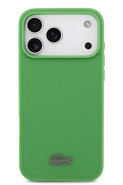 LACOSTE iPhone 17 Pro MagSafe Case PU Leather Hard With Iconic Petit Pique Logo /  Slim profile / MagSafe / Drop Protection / Easy Snap On / Back Coverg - Green