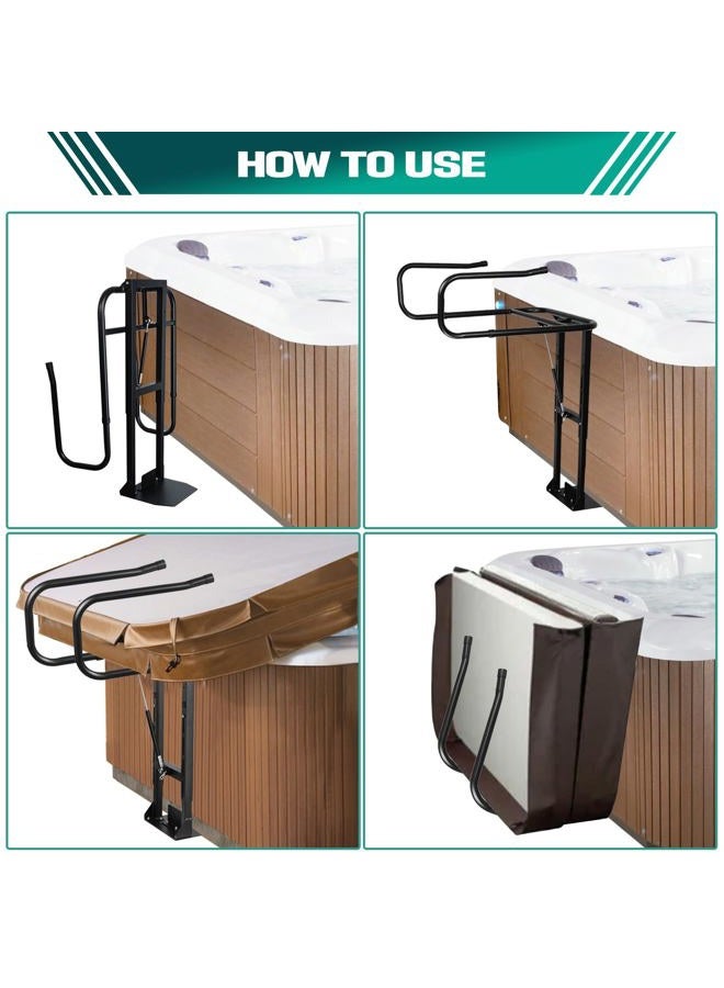 Tocretoare Hot Tub Cover Lift, Spa Cover Lifts Heavy Duty Cover Hydraulic Lifter Universal Assist Hot Tub Cover Lifter Removal System Reinforced Brackets Easy Assemble Fits Various Spas & Hot Tubs - Image 3