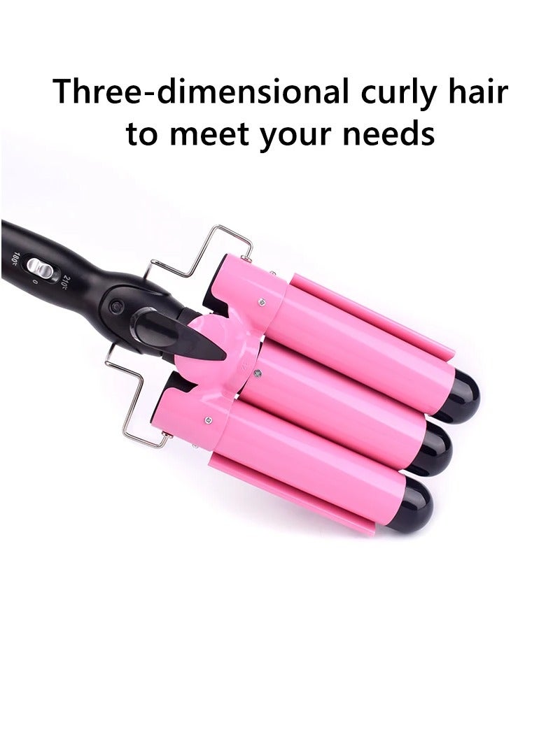 AROAQ مكواة تجعيد الشعر، مكواة تجعيد كبيرة متينة من السيراميك بثلاث أسطوانات، آمنة ومريحة وقابلة للتعديل، أداة تصفيف الشعر سريعة التسخين للنساء، (وردي، 32 مم) - Image 5