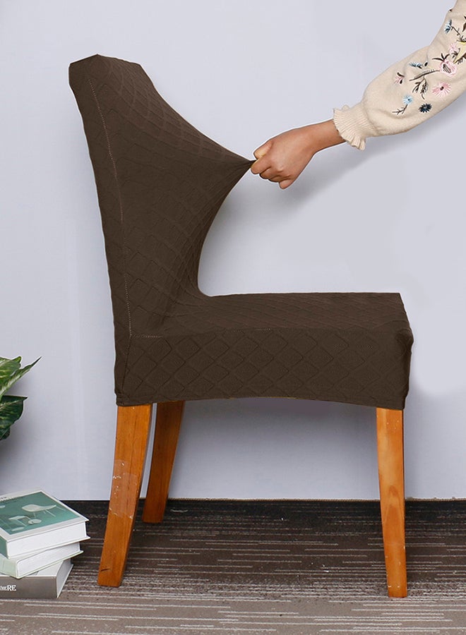 Stretchable Dining Chair Slipcover Coffee 12X1X12centimeter - Image 4