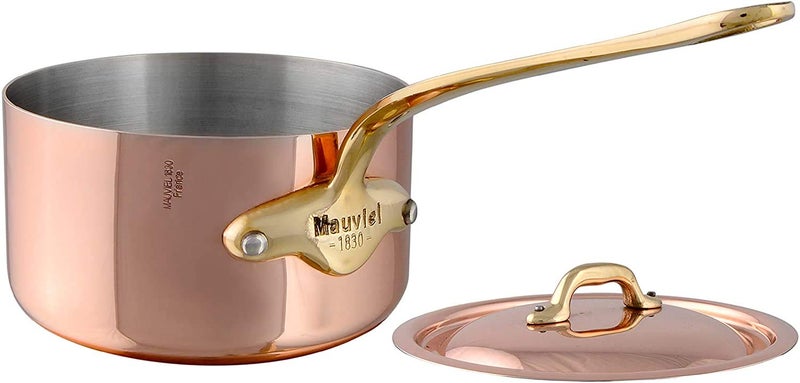 Mauviel Mauviel MHeritage M150B Copper Saucepan with Lid 36 QT 9 Brass Handle 