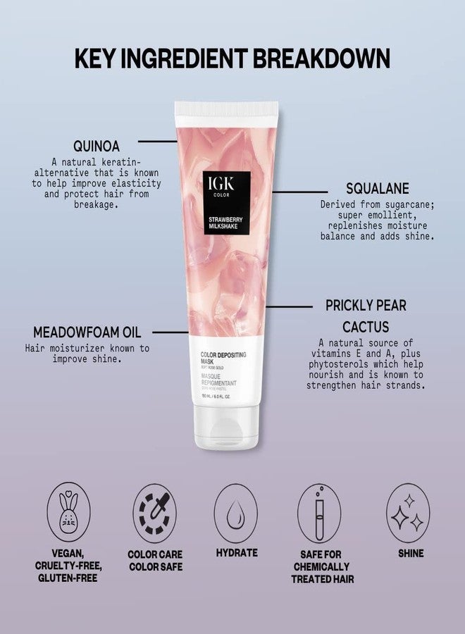 أي جي كي تونر ومُلوّن للشعر من IGK | لون ذهبي وردي شبه دائم | نباتي وخالٍ من القسوة | ميلك شيك الفراولة - Image 5