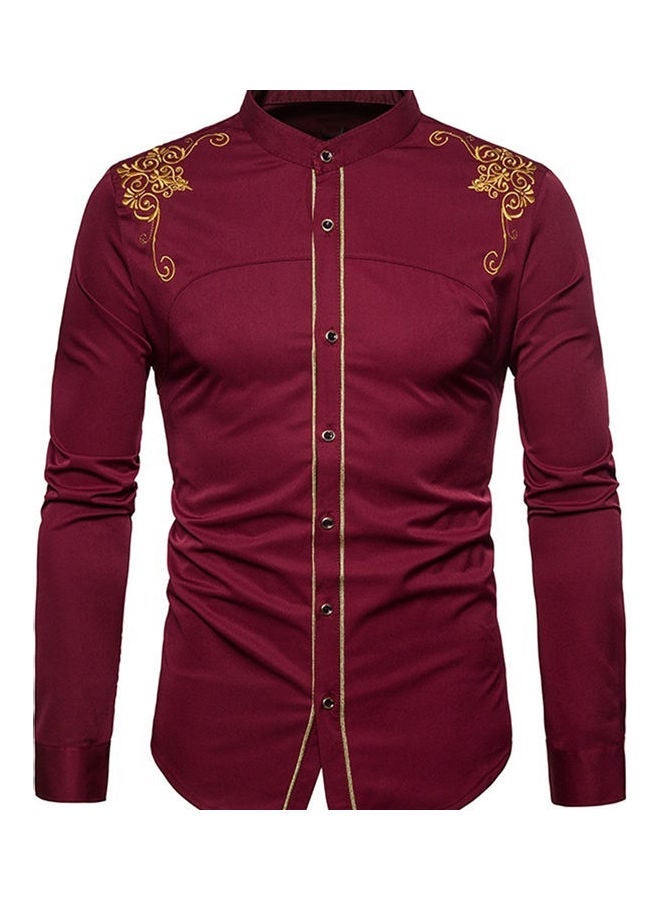 NIBEMINENT Embroidery Detail Shirt Red/Gold 