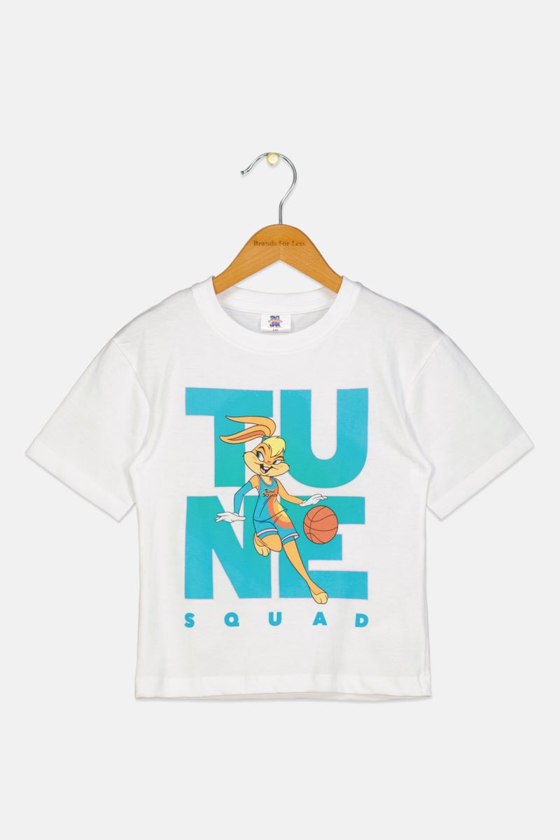 Space Jam Toddlers Girl Graphic Print Short Sleeves T-Shirt, White - Image 1