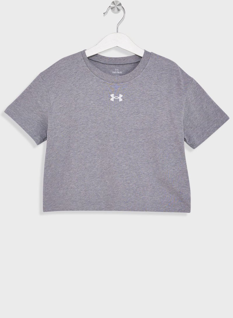 UNDER ARMOUR Girls' Crop Sportstyle Logo Short Sleeve T-shirt  - Image 1
