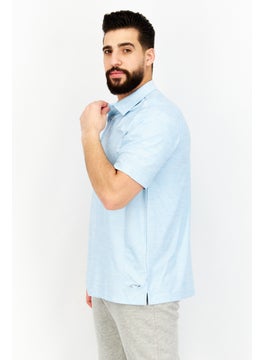 Greg Norman Men Regular Fit Textured Short Sleeves Polo Shirt, Blue  - Image 4