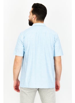 Greg Norman Men Regular Fit Textured Short Sleeves Polo Shirt, Blue  - Image 2