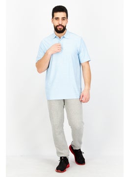 Greg Norman Men Regular Fit Textured Short Sleeves Polo Shirt, Blue  - Image 3
