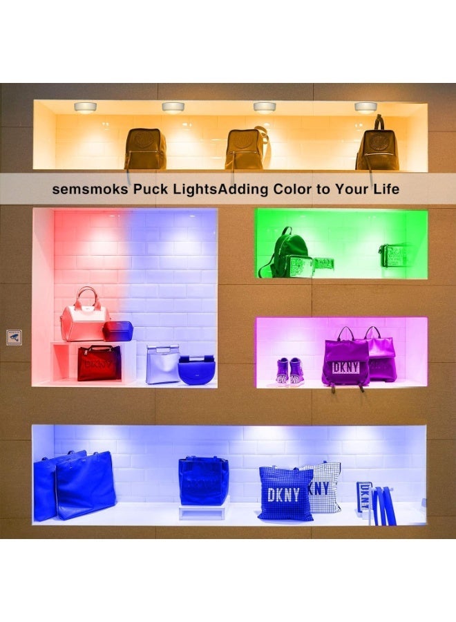 أضواء مع جهاز تحكم عن بعد، أضواء LED تعمل بالبطارية، ضوء دفع لاسلكي، 13 لون RGB - لخزانة الملابس، جدار غرفة النوم، تحت الخزانة، أضواء تعمل بالبطارية. ملصقات 3M مريحة، 6 عبوات. - Image 5