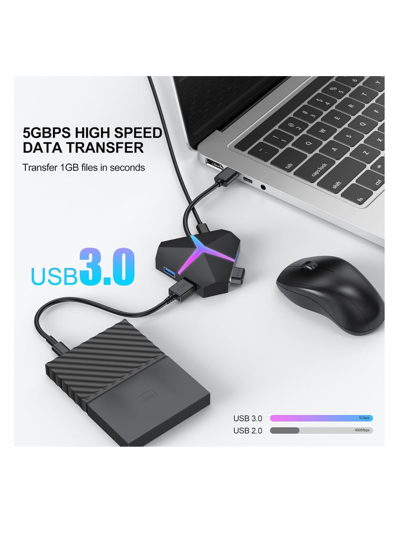 KASTWAVE - USB Hub 3.0, 4 Port USB Hub Splitter, Multi Extra USB Port Extender Adapter Charging & High Speed Data Transfer, Portable USB Adapter Mini Multiport Expander, for Laptop PC MacBook Mouse Keyborad HDD - Image 1