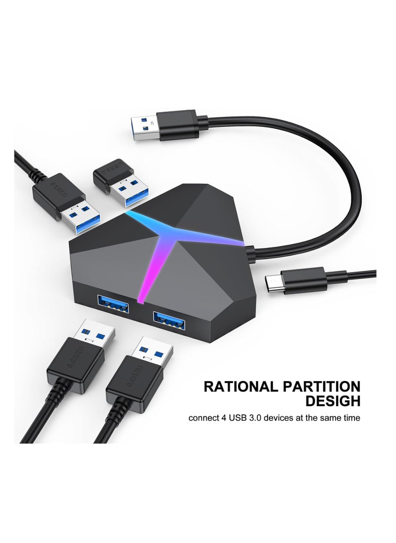 KASTWAVE - USB Hub 3.0, 4 Port USB Hub Splitter, Multi Extra USB Port Extender Adapter Charging & High Speed Data Transfer, Portable USB Adapter Mini Multiport Expander, for Laptop PC MacBook Mouse Keyborad HDD - Image 1