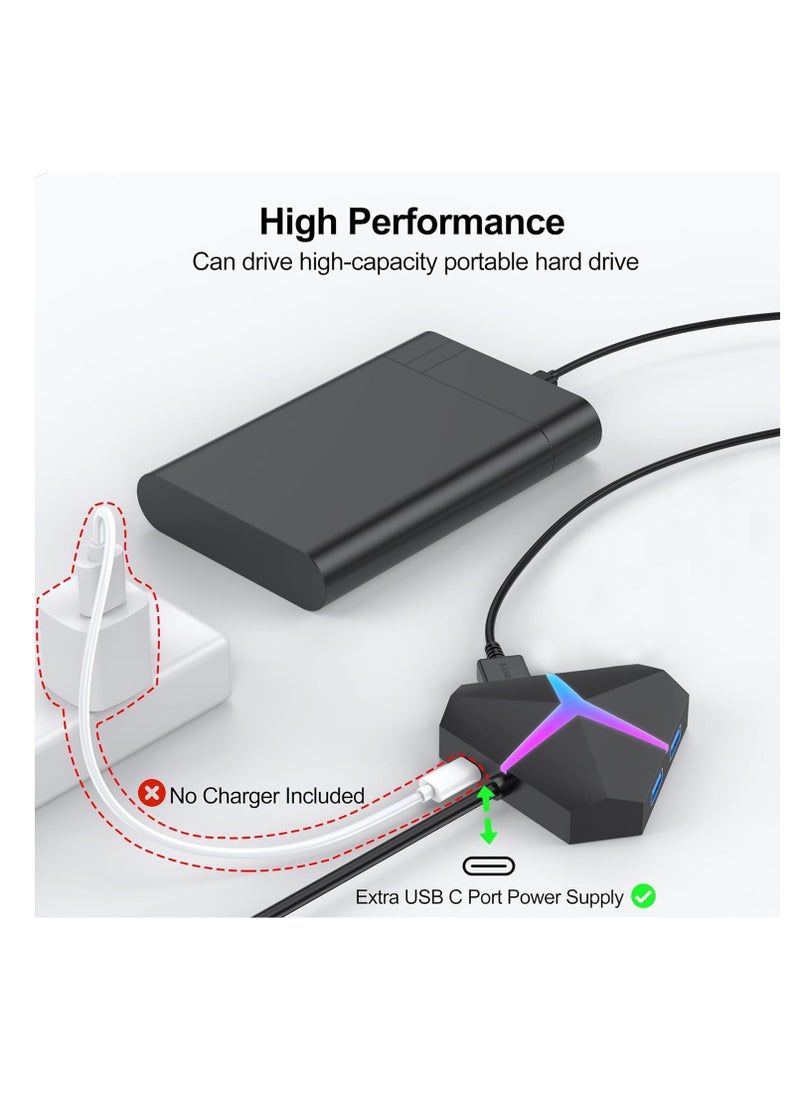 KASTWAVE - USB Hub 3.0, 4 Port USB Hub Splitter, Multi Extra USB Port Extender Adapter Charging & High Speed Data Transfer, Portable USB Adapter Mini Multiport Expander, for Laptop PC MacBook Mouse Keyborad HDD - Image 1