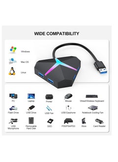 KASTWAVE USB Hub 3.0, 4 Port USB Hub Splitter, Multi Extra USB Port Extender Adapter Charging & High Speed Data Transfer, Portable USB Adapter Mini Multiport Expander, for Laptop PC MacBook Mouse Keyborad HDD  - Image 5
