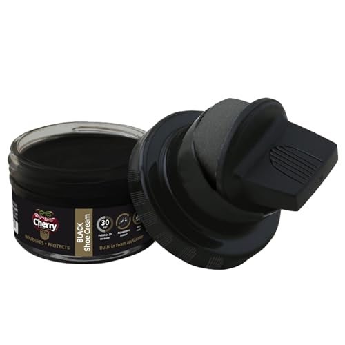 Cherry Blossom Shoe Cream with Built-in Applicator | Premium Leather Care | Rejuvenates Faded Color | Polishes In 30 Secs | 10X More Shine| Mess Free (Black, 48 gm) - Image 1