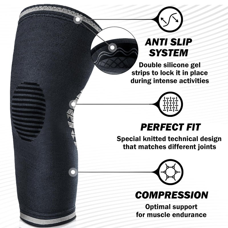 POWERLIX Knee Compression Sleeve (Pair) - Best Knee Brace for Knee Pain for Men & Women - Knee Support for Running  Basketball  Volleyball  Weightlifting  Gym  Workout  Sports - Image 2