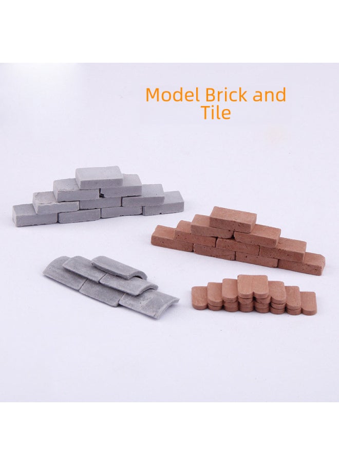 Generic - Children's Handmade Diy Sandbox Miniature Brick Model Realistic Architecture Small House Micro Landscape Building Blocks Toy-Color:Small Red Tile 1:16(35 Pieces) - Image 1