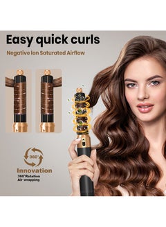 BESTIS [Upgrade] 5 In 1 Hair Dryer Brush Hot Comb Set 1000W Hot Air Hair Curler and Straightener Styling Tool Comb Curling Brush Suitable for Women Hair Types - Black Gold  - Image 3
