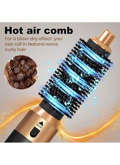 BESTIS [Upgrade] 5 In 1 Hair Dryer Brush Hot Comb Set 1000W Hot Air Hair Curler and Straightener Styling Tool Comb Curling Brush Suitable for Women Hair Types - Black Gold  - Image 5