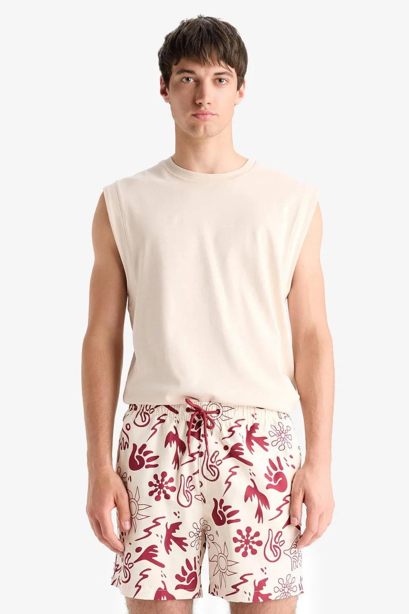Defacto  Patterned Mesh Lined Short Length Swim Shorts for Men | Best Price UAE
