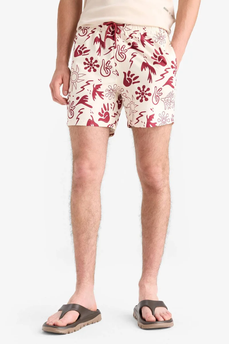 Defacto  Patterned Mesh Lined Short Length Swim Shorts for Men | Best Price UAE