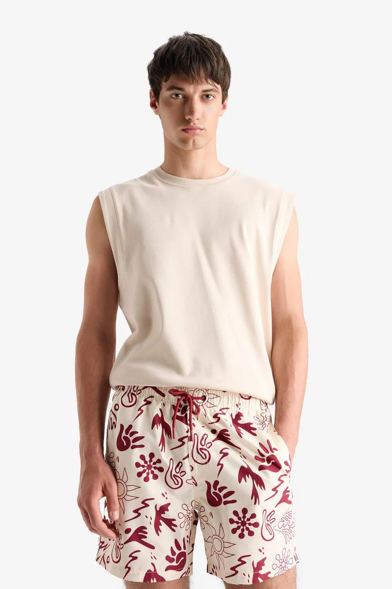 Defacto  Patterned Mesh Lined Short Length Swim Shorts for Men | Best Price UAE