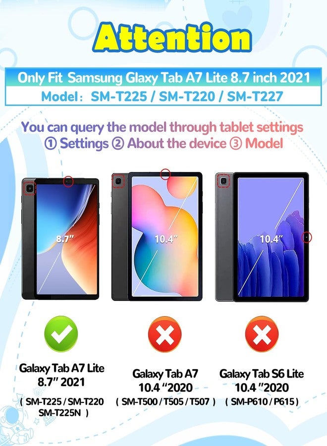 Wazzasoft for Samsung Galaxy Tab A7 Lite 8.7” Case Boys Cute Astronaut Cover Kawaii 3D Cartoon Spacemen Girls Cool with Rotating Handle Stand + Strap Soft Silicone Funda for Galaxy A7 Lite Table Cases - Image 2