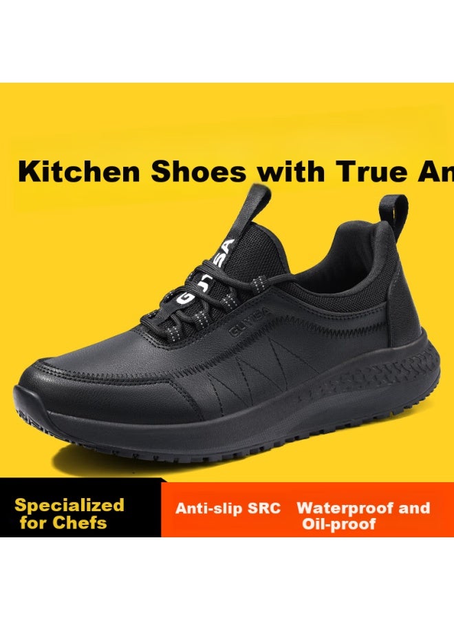 QINGYA Qingya Chef Shoes Kitchen Shoes Non-slip Waterproof Oil-proof Odor-proof Wear-resistant Special Work Back Kitchen Men's Shoes C002 41  - Image 1