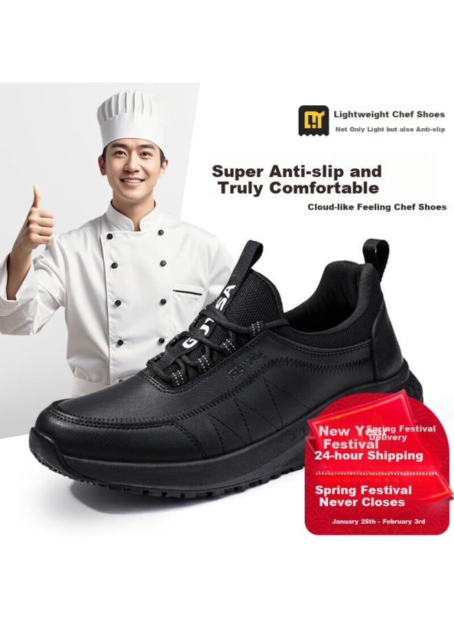 QINGYA Qingya Chef Shoes Kitchen Shoes Non-slip Waterproof Oil-proof Odor-proof Wear-resistant Special Work Back Kitchen Men's Shoes C002 41  - Image 2