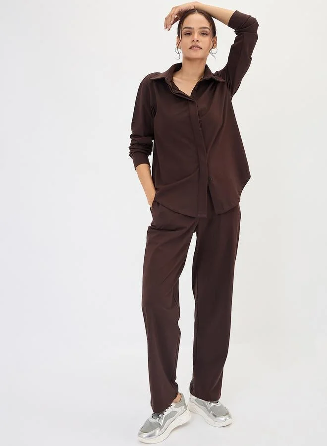 Femmella  Brown Long Sleeve Shirt for Women | Best Price UAE