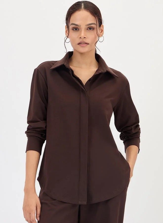 Femmella  Brown Long Sleeve Shirt for Women | Best Price UAE