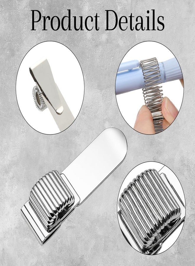 Exclaith 6Pcs Metal Pen Holder Clip, Clipboard Pen Holder Pencil Clip with Adjustable Single Spring Loop Organizer for Notebooks Journals Planner Clipboard Silver - Image 4