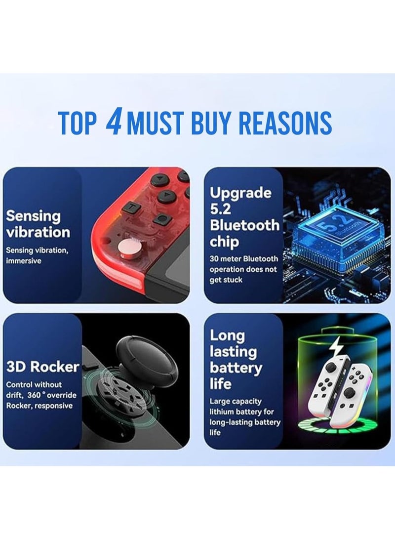 Joy Cons Wireless Controller For Nintendo Switch, L/R Controllers Replacement Compatible With Nintendo Switch/Lite/OLED, Joystick With Wake-up/Screenshot/Dual Vibration/Motion Control Function  - Image 4