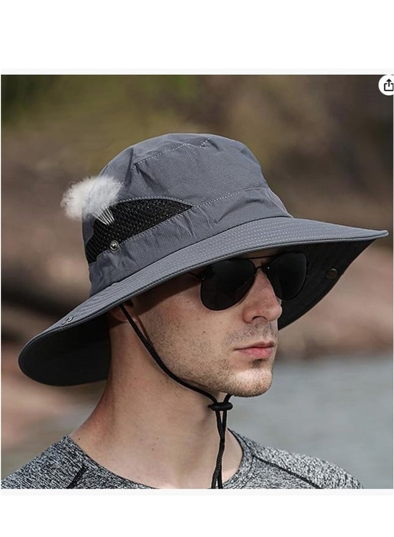 gogolove Men Women Sun Hat Cowboy Hat with Straw Wide Brim Bucket Breathable Boonie Hats for Fishing, Hiking, Garden, Beach - Image 3
