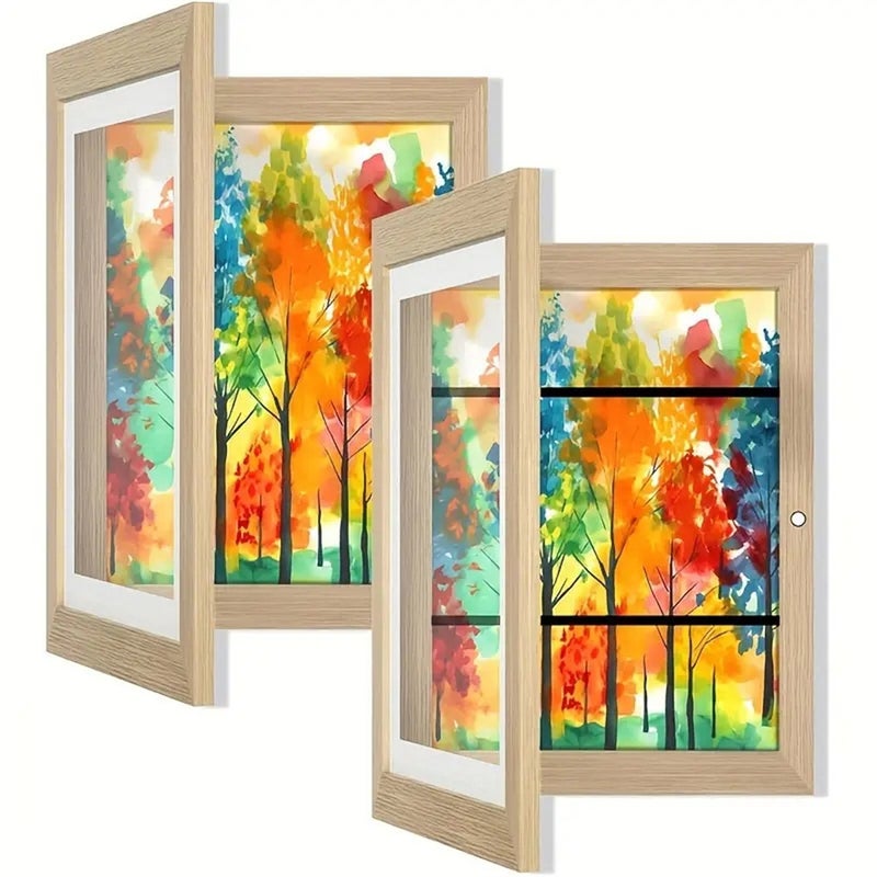 Kids Art Frames Children'S Flip Frame New Storage Frame A4 Flip Wooden Po Frame - Image 1