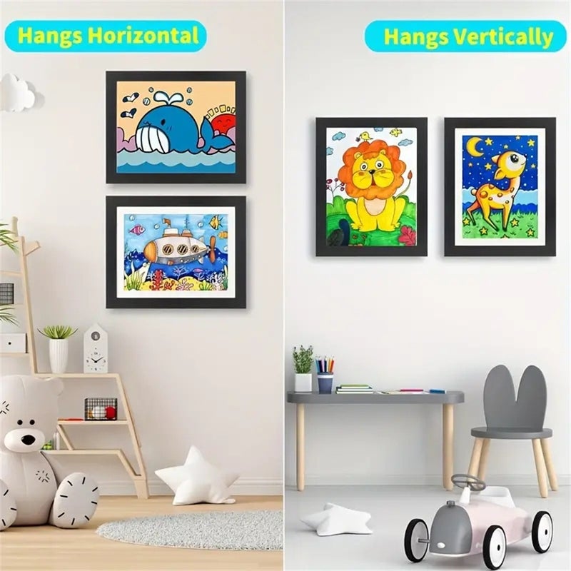 Kids Art Frames Children'S Flip Frame New Storage Frame A4 Flip Wooden Po Frame - Image 4