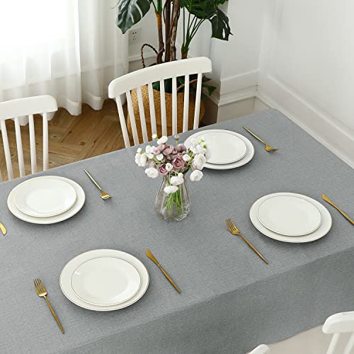 Romanstile 100% Waterproof PVC Tablecloth Rectangle, Outdoor Oil Spill Proof Stain Resistant Vinyl Table Cloth, Wipe Clean Plastic Table Covers for Kitchen/Dining/Parties - 54 x 78 Inch, Light Grey - Image 5