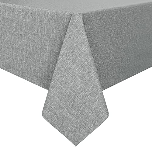 Romanstile 100% Waterproof PVC Tablecloth Rectangle, Outdoor Oil Spill Proof Stain Resistant Vinyl Table Cloth, Wipe Clean Plastic Table Covers for Kitchen/Dining/Parties - 54 x 78 Inch, Light Grey - Image 1