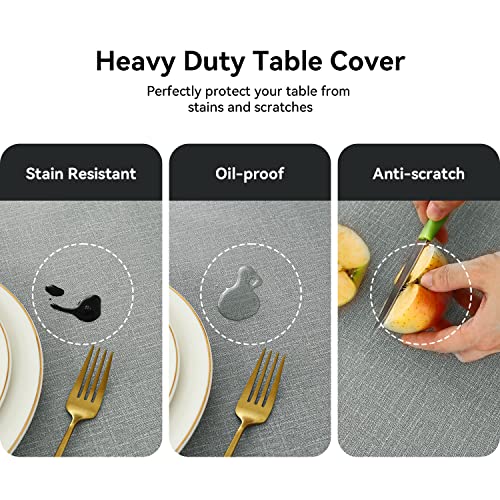 Romanstile 100% Waterproof PVC Tablecloth Rectangle, Outdoor Oil Spill Proof Stain Resistant Vinyl Table Cloth, Wipe Clean Plastic Table Covers for Kitchen/Dining/Parties - 54 x 78 Inch, Light Grey - Image 4