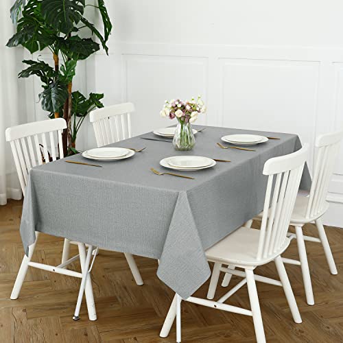 Romanstile 100% Waterproof PVC Tablecloth Rectangle, Outdoor Oil Spill Proof Stain Resistant Vinyl Table Cloth, Wipe Clean Plastic Table Covers for Kitchen/Dining/Parties - 54 x 78 Inch, Light Grey - Image 3