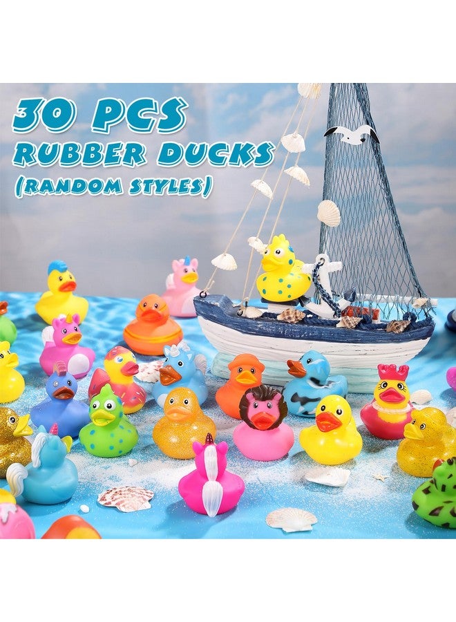 Prudiut 30 Pcs Rubber Ducks Assorted Plastic Rubber Ducks for Cruise Ducks Ducking Bath Toys Ducks Party Favors Beach Pool Activity Cruise Ships Hiding for Kids Teens - Image 3