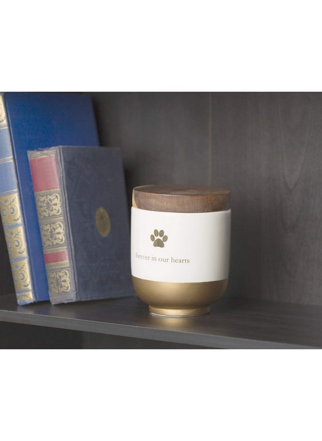 pearhead Pearhead Pet Ceramic Forever in Our Hearts Urn, Pet Memorial, Dog Or Cat Keepsake Urn, Rainbow Bridge, Gold  - Image 3
