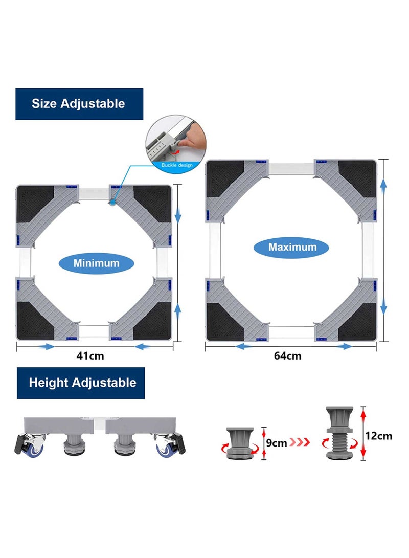 AiheArron Washing Machine Base Stand,  Washing Machine Base Hold Up to 400 KG, Adjustable mobile base with 4 Locking Wheels 8 Adjustable Strong Feet for Washing Machine Dryer Refrigerator - Image 2