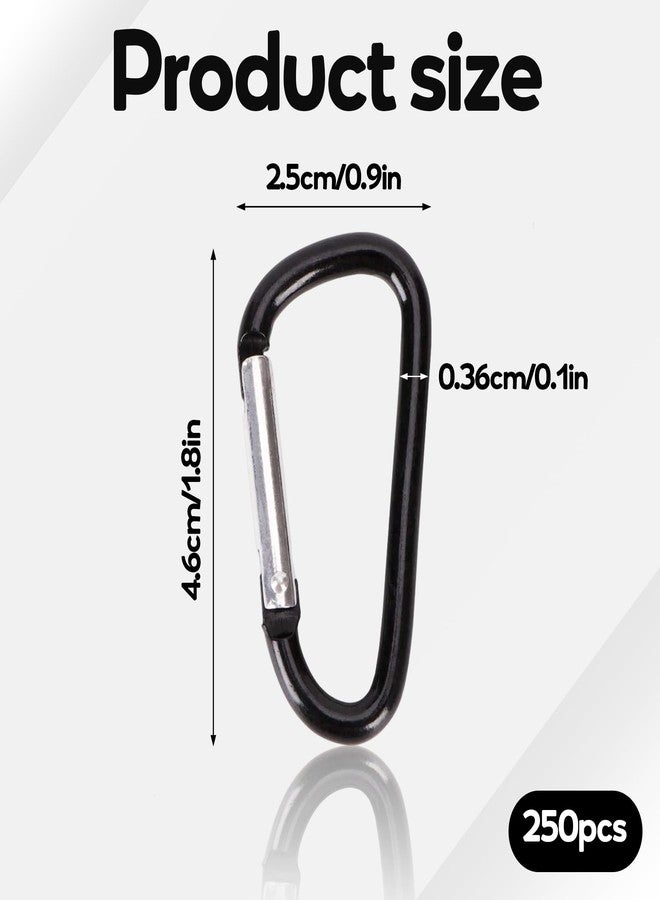 MOSIOBERDAVIAN 250Pcs 2“ Carabiner Bulk Clip Aluminum Alloy Small Carabiners Keychain D Shape Spring Snap Hook Keys Hanging Camping Hiking Traveling Fishing Outdoor Activities Gear - Image 2