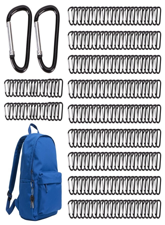 MOSIOBERDAVIAN 250Pcs 2“ Carabiner Bulk Clip Aluminum Alloy Small Carabiners Keychain D Shape Spring Snap Hook Keys Hanging Camping Hiking Traveling Fishing Outdoor Activities Gear - Image 1