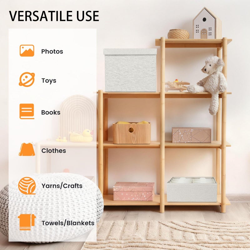 Himake Decorative Photo Storage Box - Linen Photo Box Organizers with Dividers, Fits Holds Up to 800 Photos in 8x10 inch Size, Portable Scrapbook Storage Containers with Lid (Beige) - Image 5