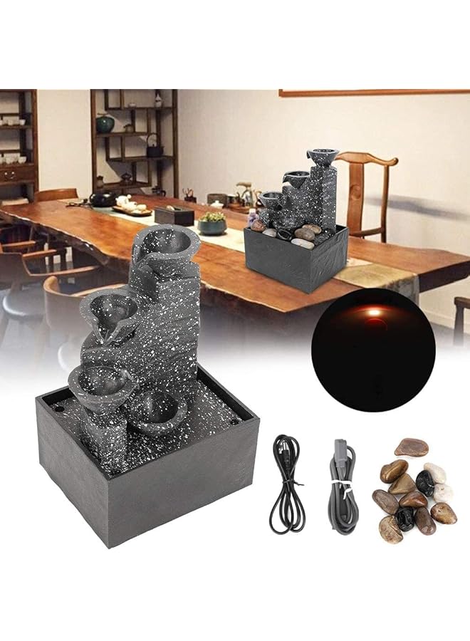 erorex Tabletop Fountain Usb Creative Small Water Fountain Desktop Ornament Fl Ornaments Landscape Decorations Craft Gift Zen Meditation Fountain Crafts Table Decoration For Home Office - Image 3