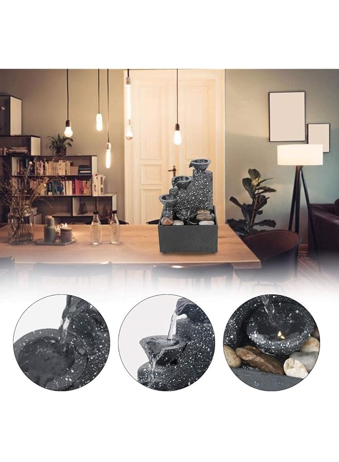 erorex Tabletop Fountain Usb Creative Small Water Fountain Desktop Ornament Fl Ornaments Landscape Decorations Craft Gift Zen Meditation Fountain Crafts Table Decoration For Home Office - Image 2