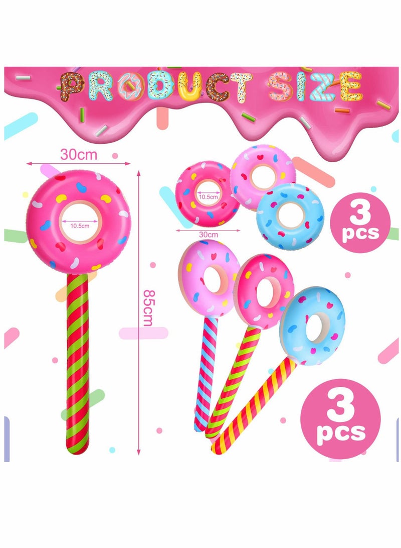 SYOSI زينة حفلات عيد الميلاد من كاندي لاند، 33 إنش، كعكة هوائية على شكل دونات، حلوى كبيرة هوائية، بالونات حلوى تطفو، بالون على شكل دونات، عصا الحلوى، زينة عيد الميلاد بتيم الحلوى للأطفال (6 قطع) - Image 5